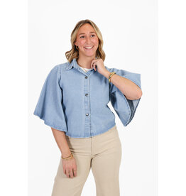 21Jewelz Denim blouse met uitlopende mouwen