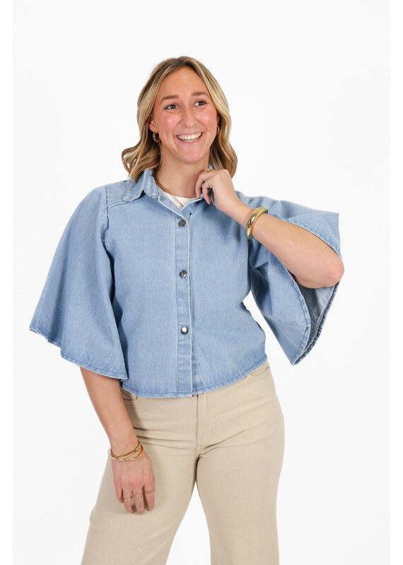 21Jewelz Denim blouse met uitlopende mouwen