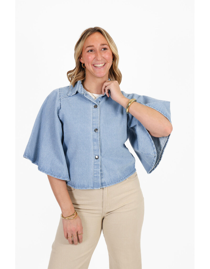 21Jewelz Denim blouse met uitlopende mouwen