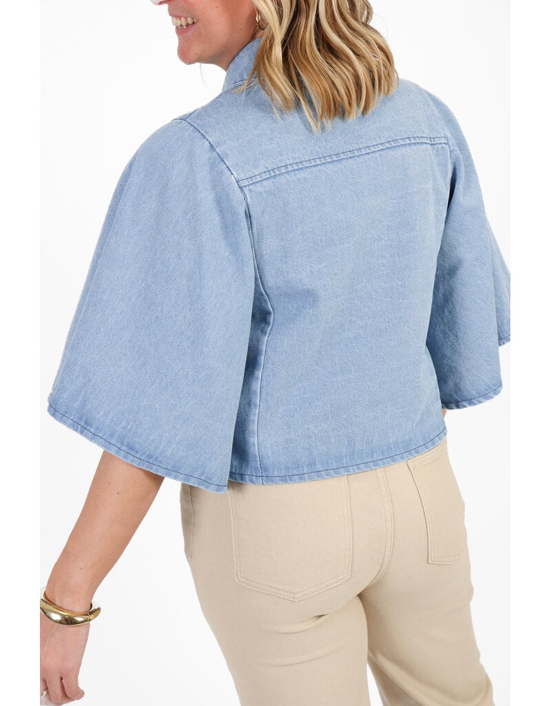 21Jewelz Denim blouse met uitlopende mouwen