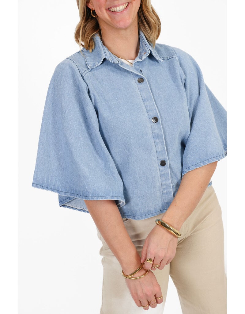 21Jewelz Denim blouse met uitlopende mouwen