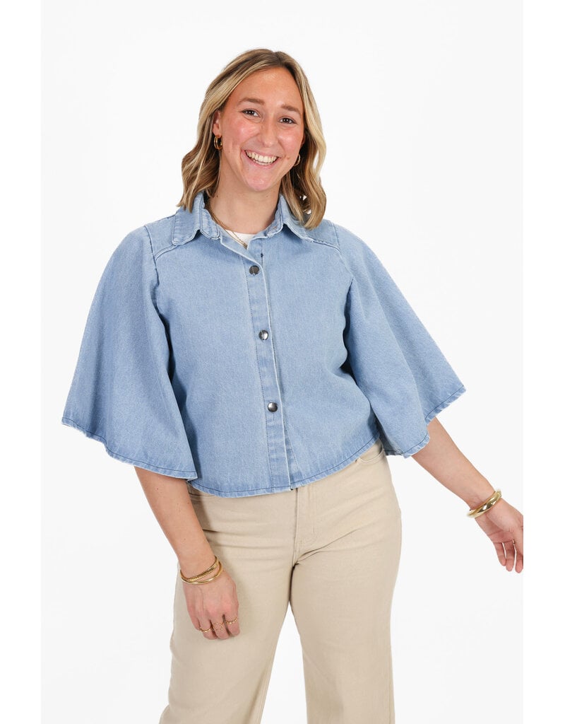 21Jewelz Denim blouse met uitlopende mouwen