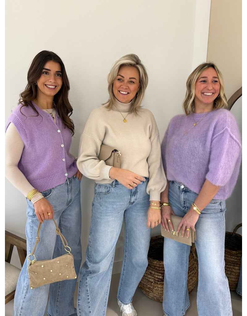 21Jewelz Losvallend wollig truitje met korte mouw - lila