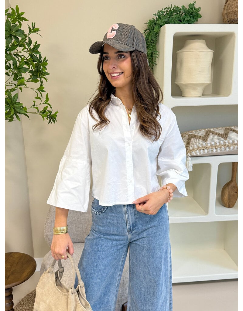 21Jewelz Effen blousje met uitlopende mouwen - wit