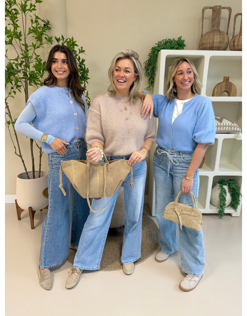 21Jewelz Losvallend wollig truitje met korte mouw - beige