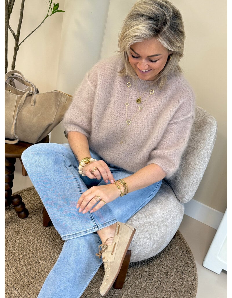 21Jewelz Losvallend wollig truitje met korte mouw - beige