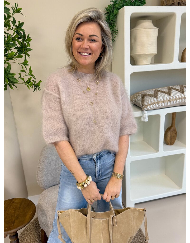 21Jewelz Losvallend wollig truitje met korte mouw - beige