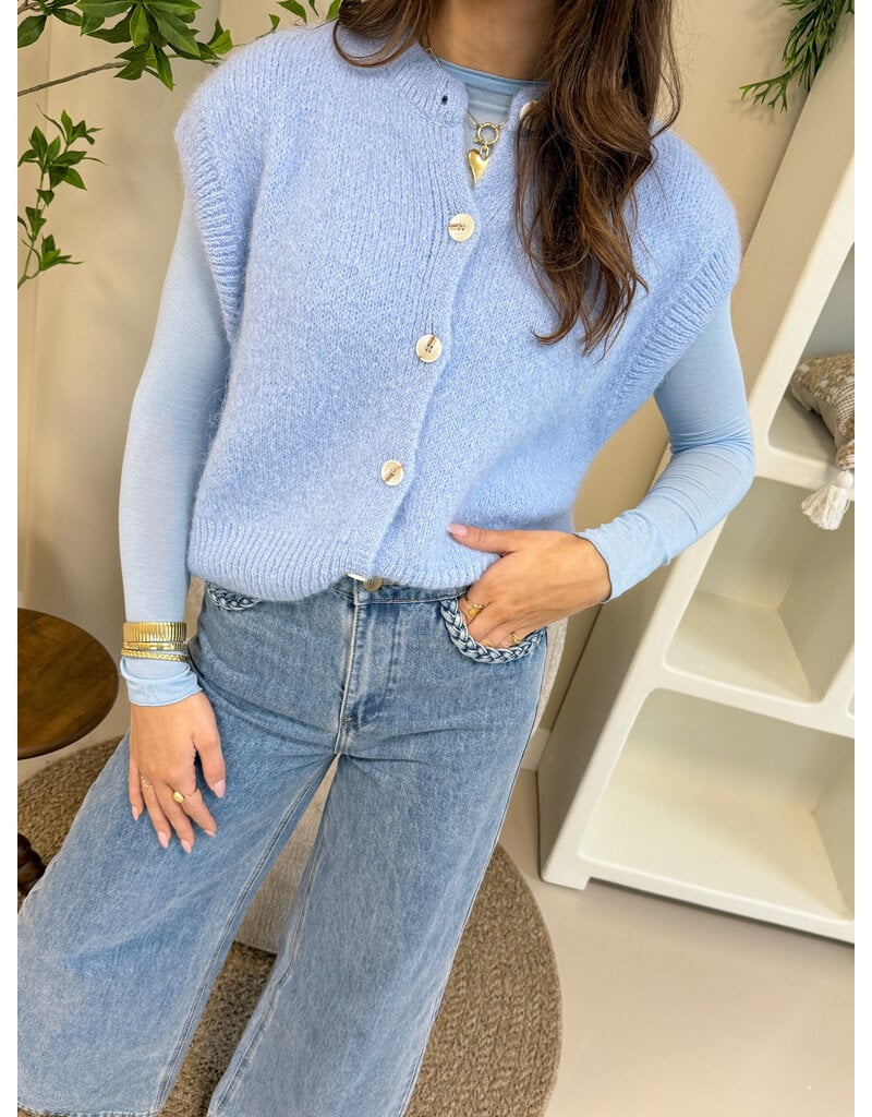 21Jewelz Wollig gilet met knoopjes - blauw
