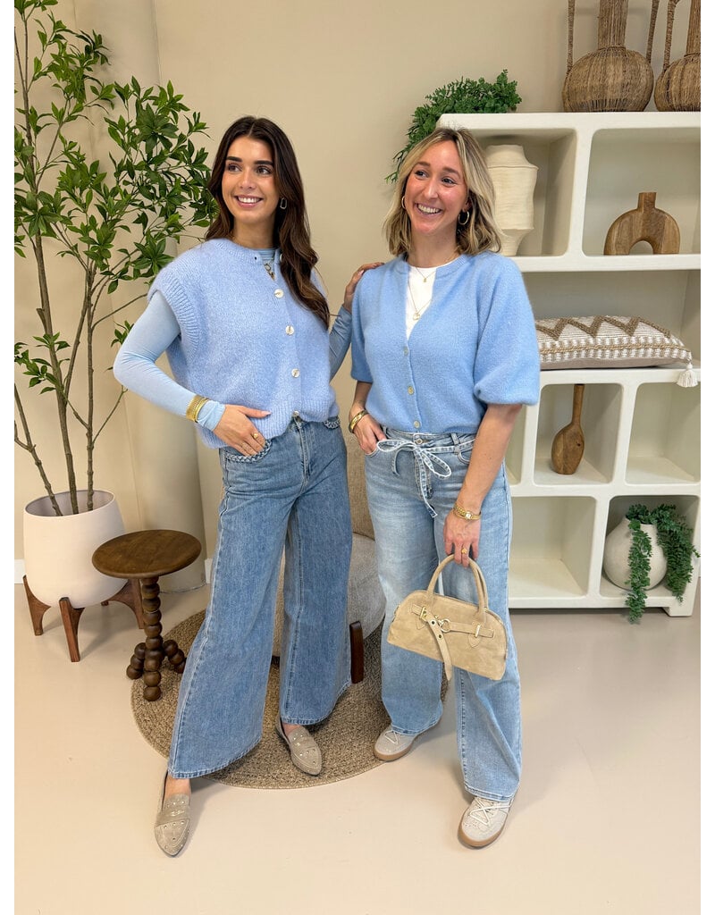 21Jewelz Wollig gilet met knoopjes - blauw