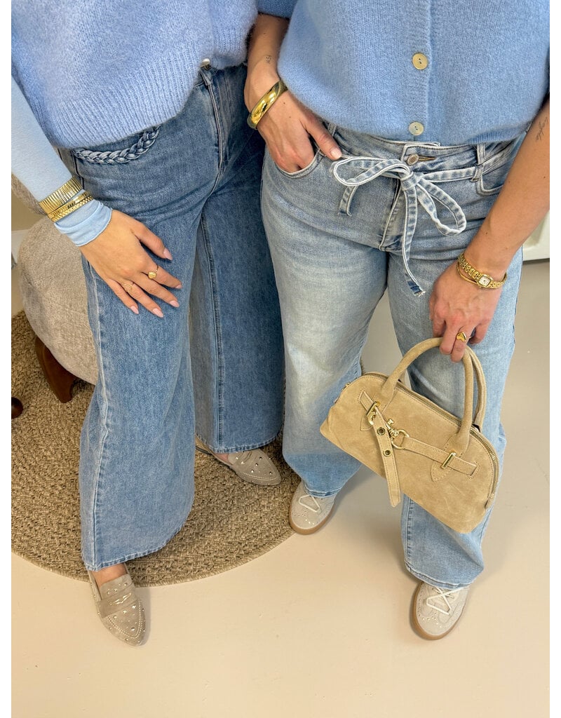 21Jewelz Wide leg jeans met vlecht details - blauw