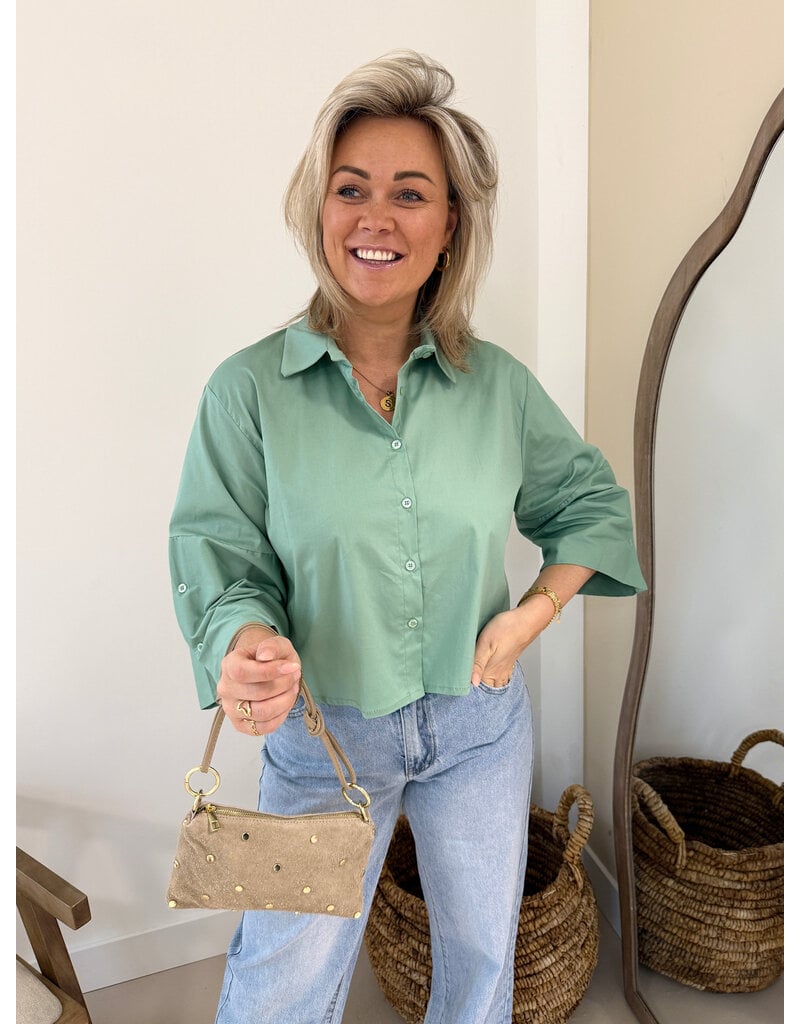 21Jewelz Effen blousje met uitlopende mouwen - groen