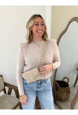 21Jewelz Mohair top met schoudervulling - beige