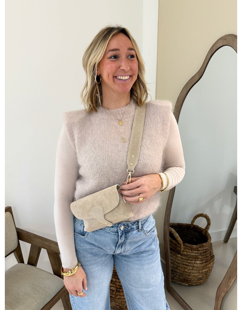 21Jewelz Mohair top met schoudervulling - beige