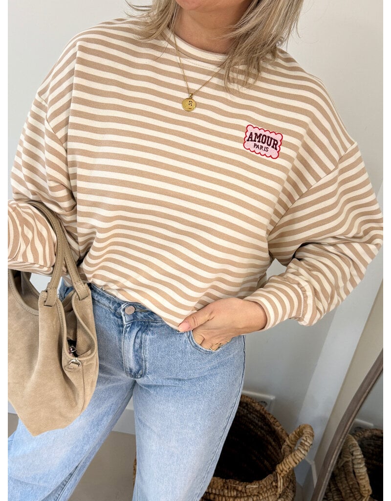 21Jewelz Strepen sweater amour paris - beige