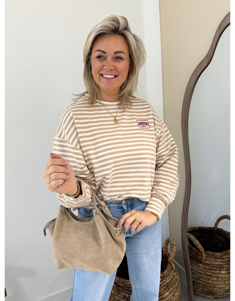 21Jewelz Strepen sweater amour paris - beige