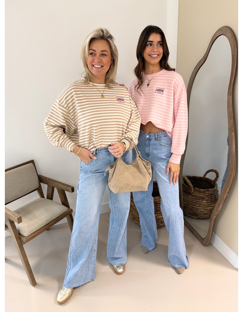 21Jewelz Strepen sweater amour paris - beige