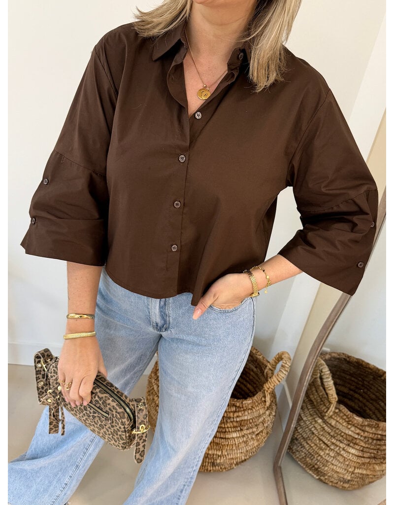 21Jewelz Effen blousje met uitlopende mouwen - bruin