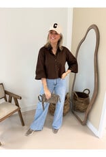 21Jewelz Effen blousje met uitlopende mouwen - bruin