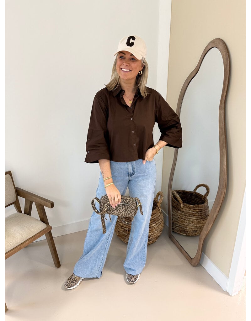 21Jewelz Effen blousje met uitlopende mouwen - bruin