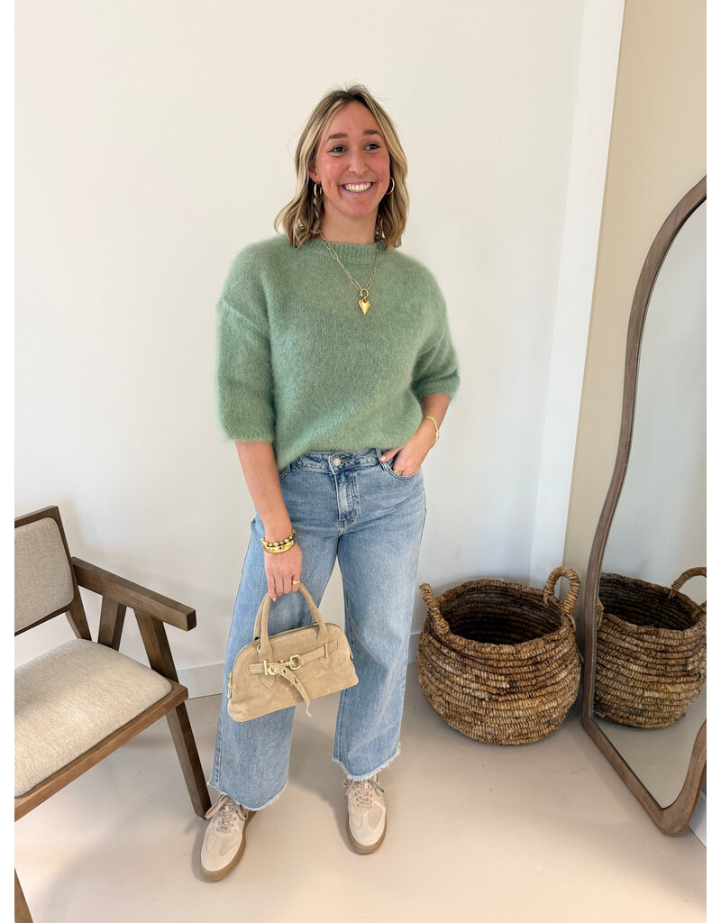 21Jewelz Losvallend wollig truitje met korte mouw - lichtgroen