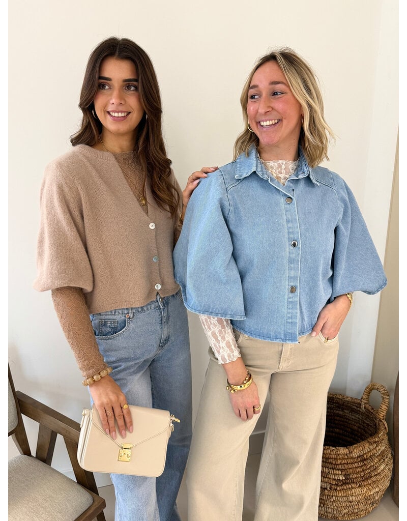 21Jewelz Wollig vestje met schoudervulling - beige