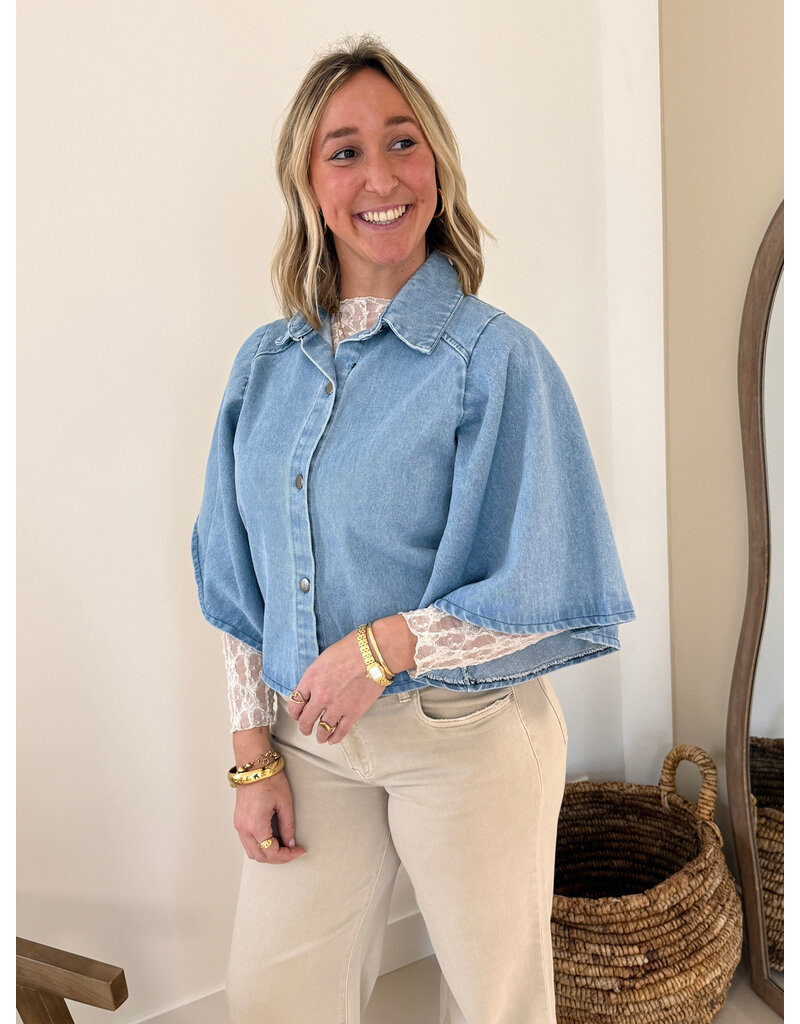 21Jewelz Denim blouse met uitlopende mouwen