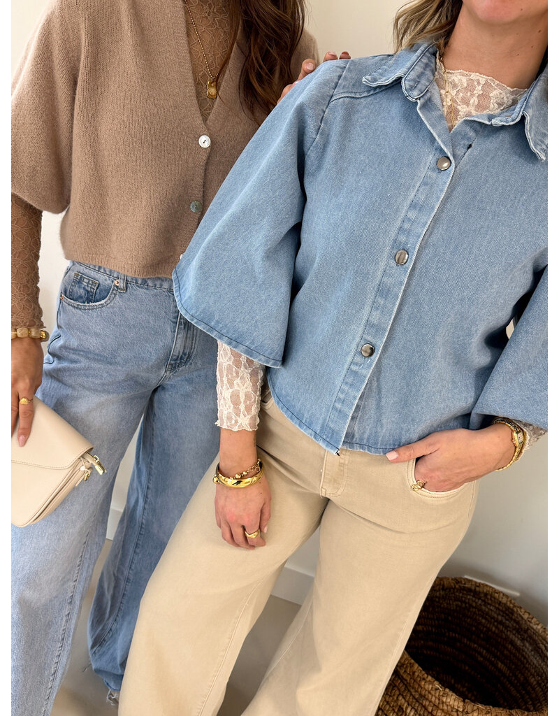 21Jewelz Denim blouse met uitlopende mouwen
