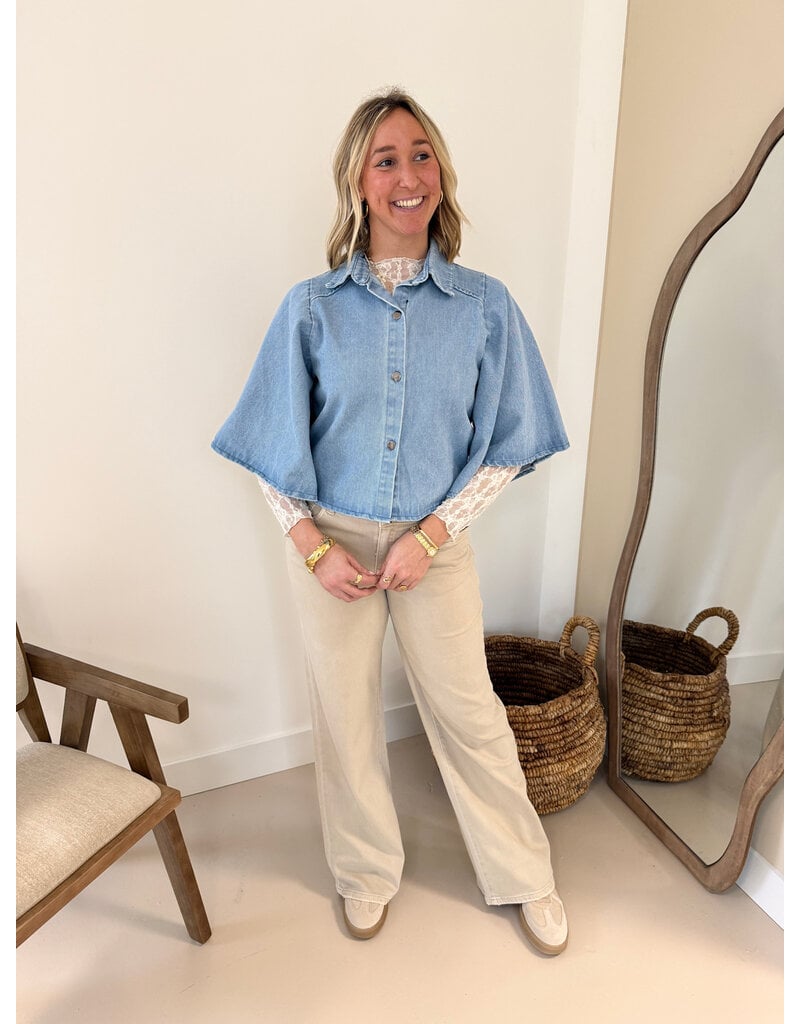 21Jewelz Denim blouse met uitlopende mouwen