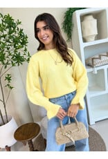 21Jewelz Effen wollige trui met ruffle mouwtje - lichtgeel