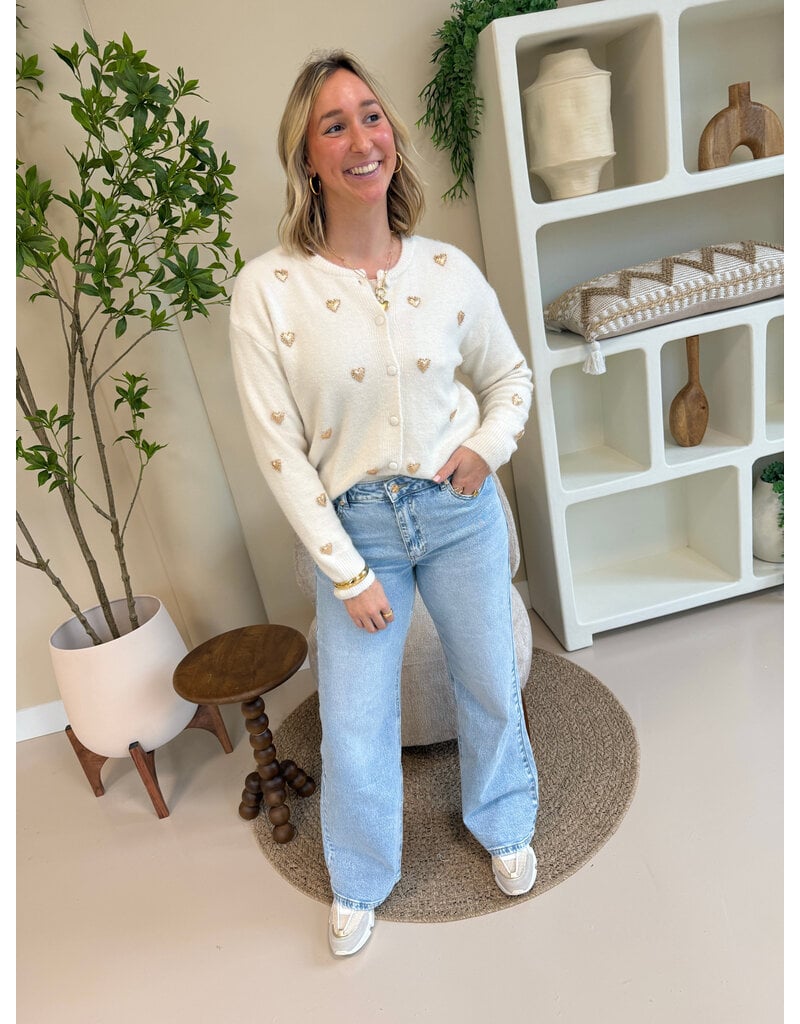 21Jewelz Vest met gouden hartjes - ecru