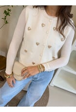 21Jewelz Gilet met gouden hartjes - ecru