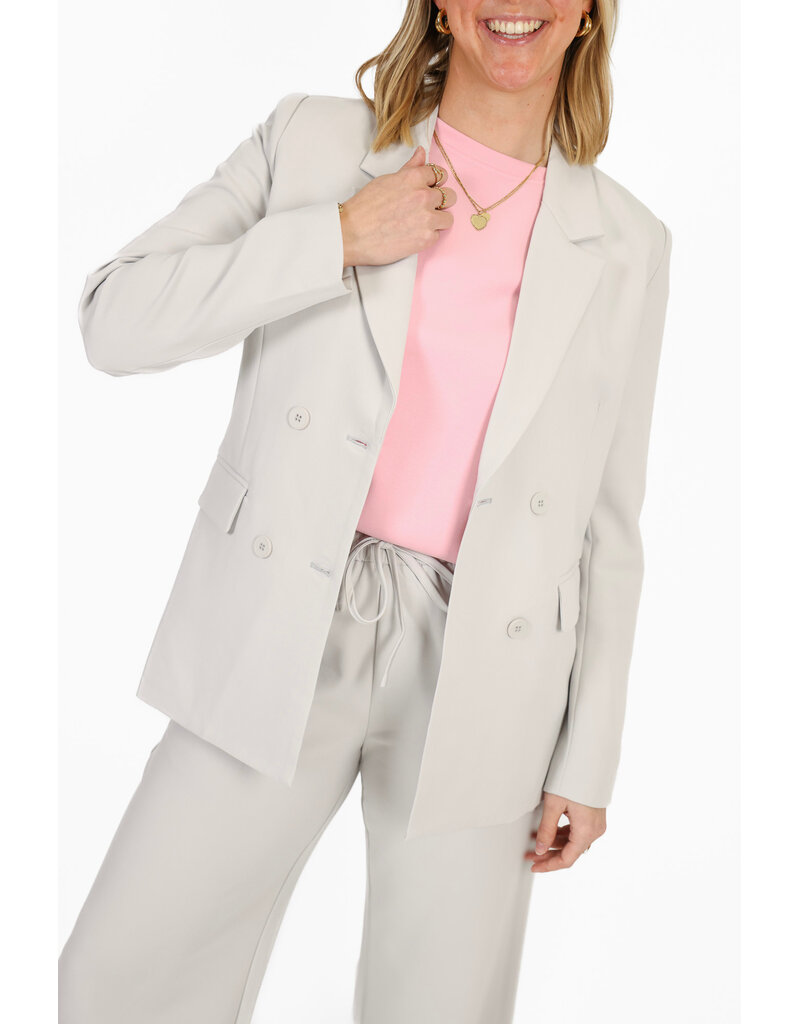 21Jewelz Effen blazer met dubbele knopen - lichtgrijs