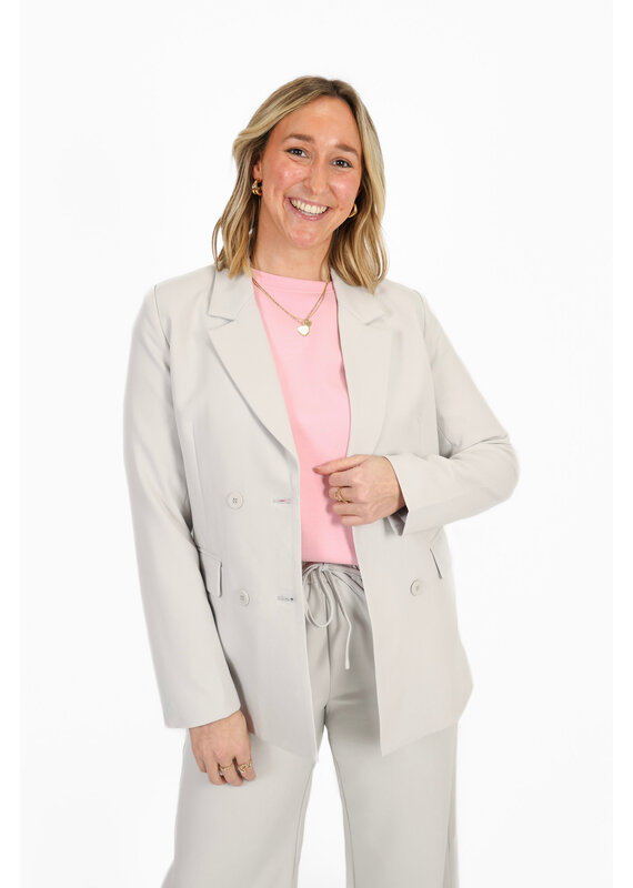 21Jewelz Effen blazer met dubbele knopen - lichtgrijs