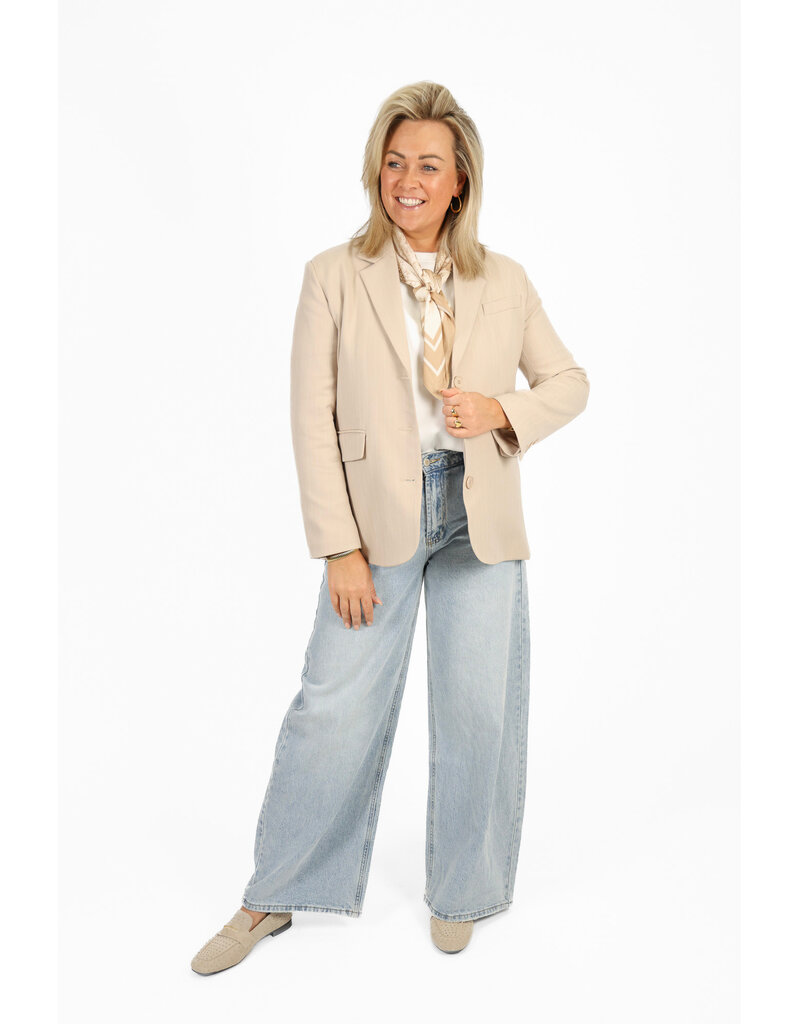 21Jewelz Blazer met krijtstreep - beige