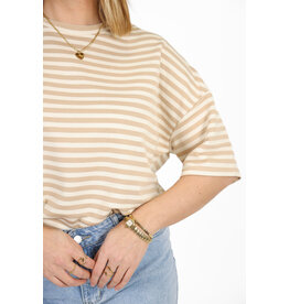 21Jewelz Gestreept shirt met drie kwart mouwen - beige