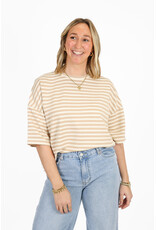 21Jewelz Gestreept shirt met drie kwart mouwen - beige