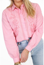 21Jewelz Gestreepte blouse met geborduurde bloemen - roze