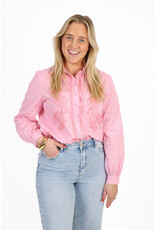 21Jewelz Gestreepte blouse met geborduurde bloemen - roze