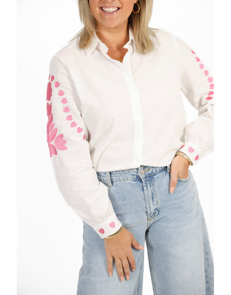 21Jewelz Blouse met roze borduursels - wit