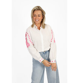 21Jewelz Blouse met roze borduursels - wit