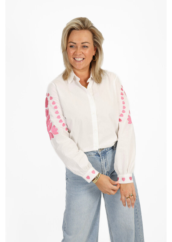 21Jewelz Blouse met roze borduursels - wit