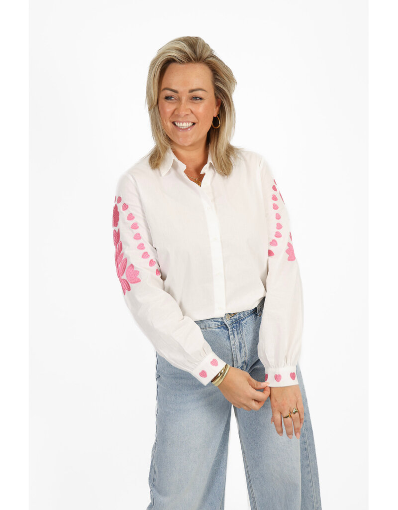 21Jewelz Blouse met roze borduursels - wit
