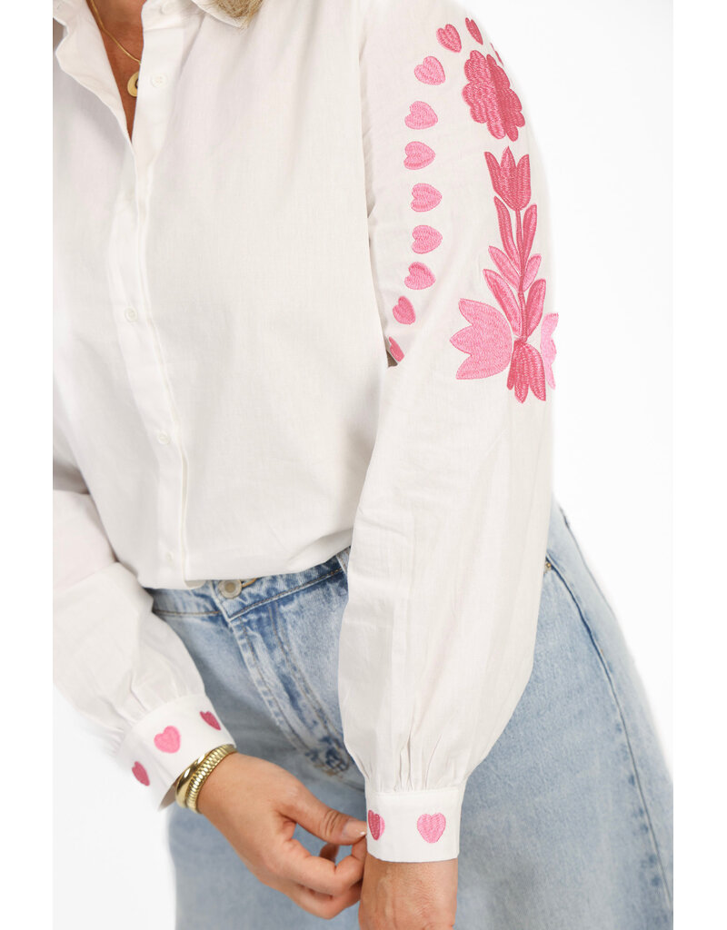 21Jewelz Blouse met roze borduursels - wit