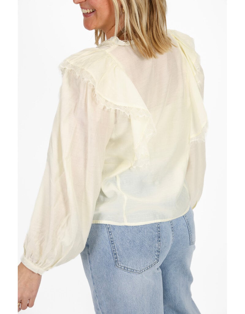 21Jewelz Blouse met ruffles en kant - geel