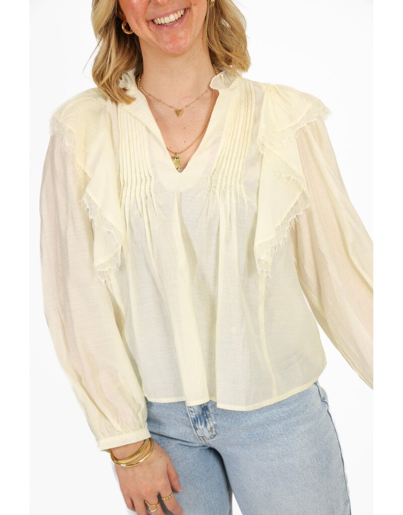 21Jewelz Blouse met ruffles en kant - geel