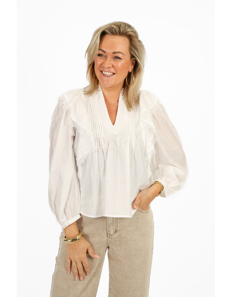 21Jewelz Blouse met ruffles en kant - wit