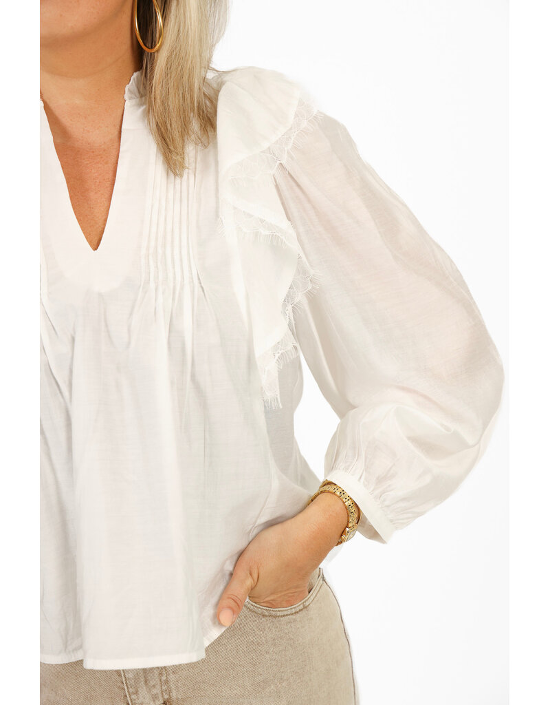 21Jewelz Blouse met ruffles en kant - wit