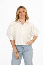 21Jewelz Cropped blouse met pofmouw - wit