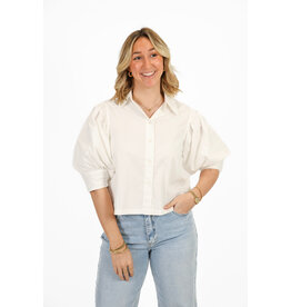 21Jewelz Cropped blouse met pofmouw - wit