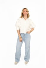 21Jewelz Cropped blouse met pofmouw - wit